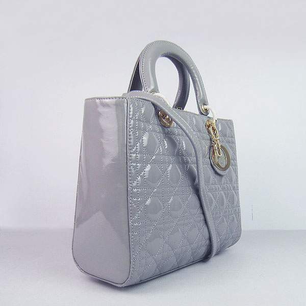 Christian Dior 1886 Patent Leather Shoulder Bag-Gray